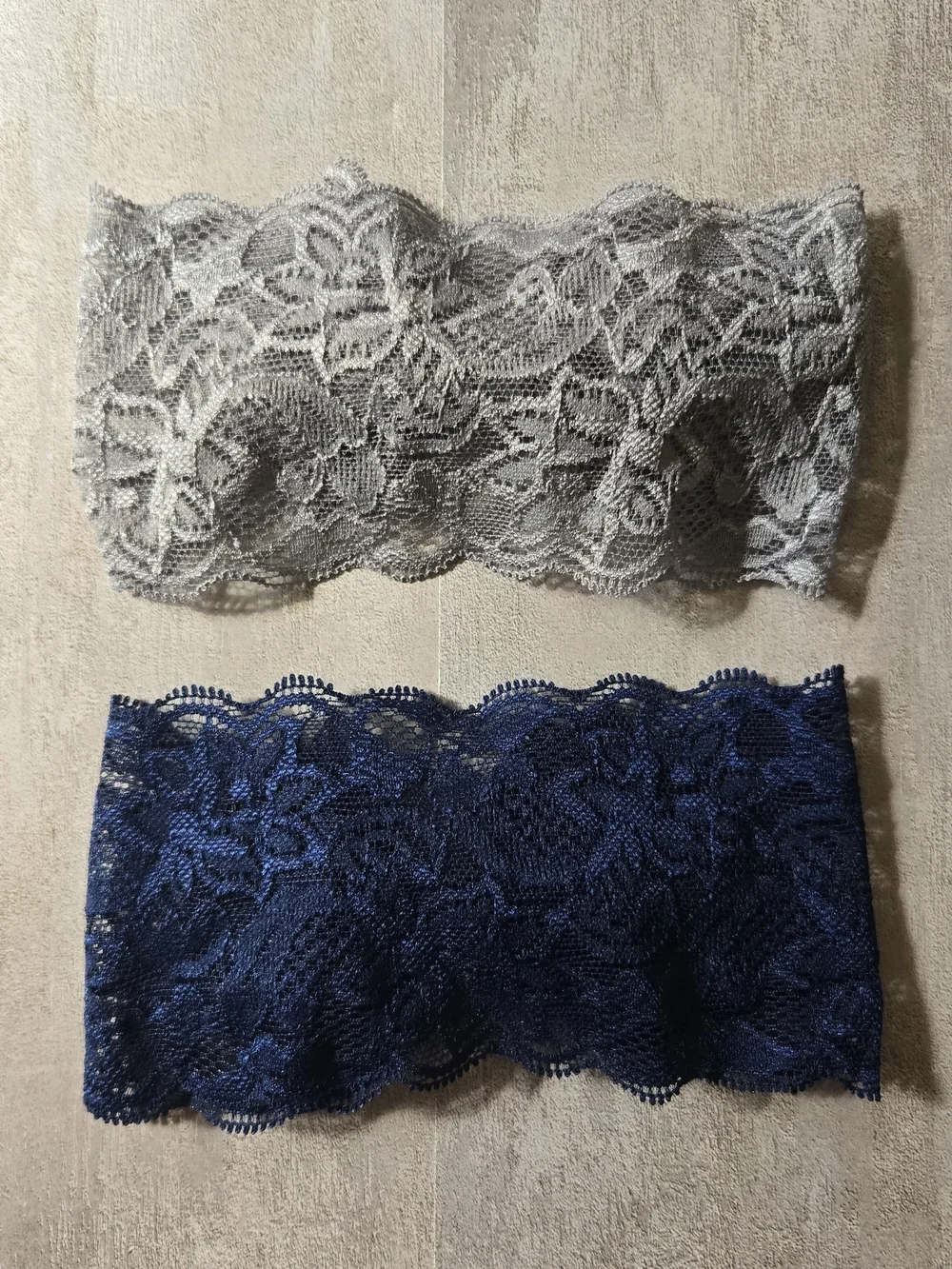 Baby Girl Grey & Navy Blue Lace Stretch Bow Headband Floral Hair Band Accessory